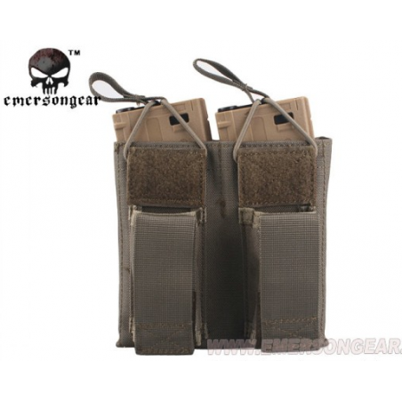 Double Open Top M4 Magazine Pouch and Pistol foliage [Emerson Gear]