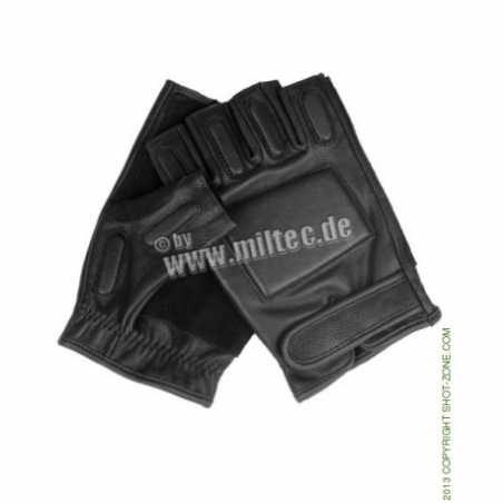 Leather Security Fingerless Gloves black [Mil-Tec]